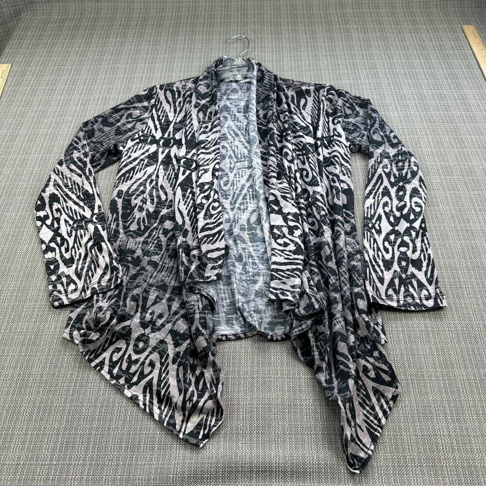 Soma Cardigan Womens Medium Waterfall Front Black Grey‎ Luxuriously Soft Boho